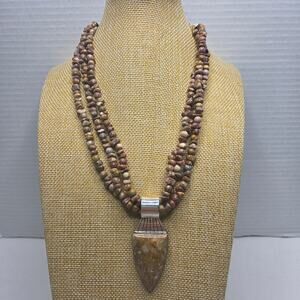 Vintage Jay King Desert Rose Trading Sterling Silver Jasper Necklace Jewelry